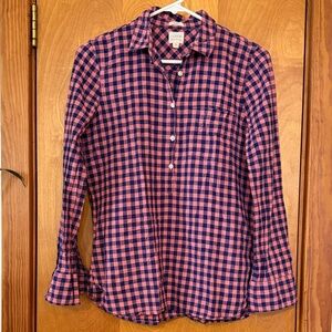 J. Crew Pink and Navy Plaid Shirt